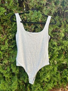naked wardrobe Heather Gray Scoop Neck Bodysuit